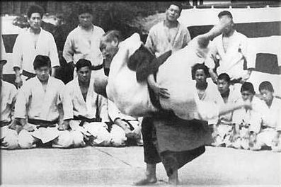 Jigoro Kano performing uki goshi